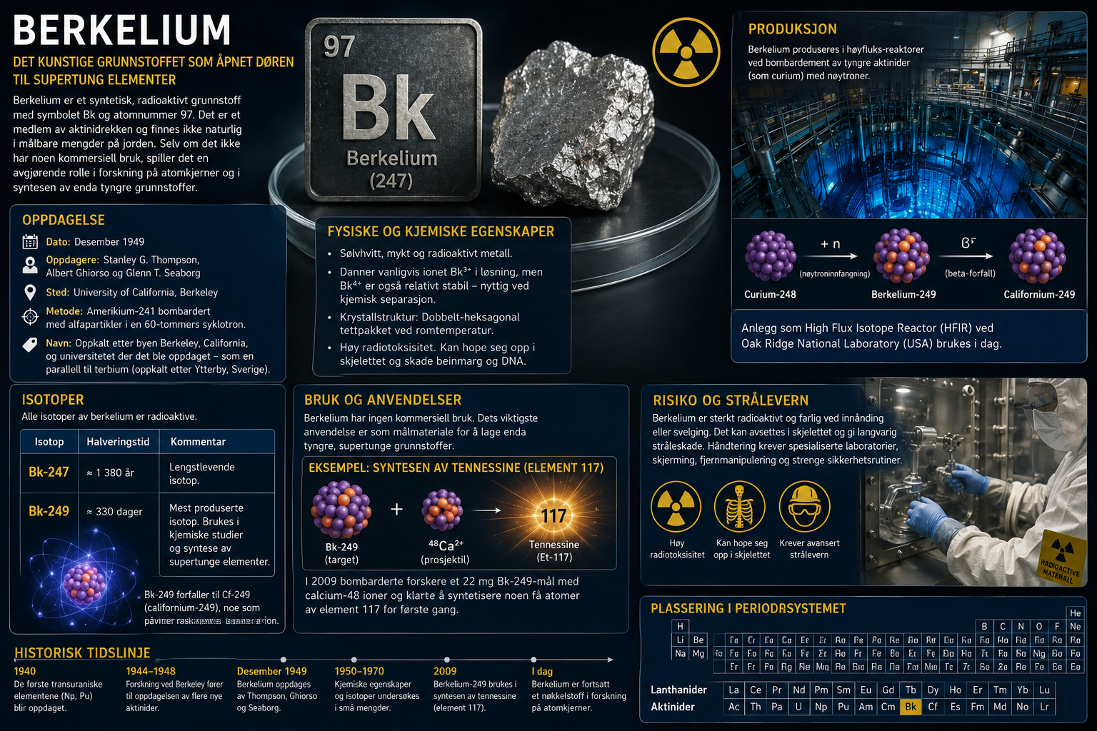 Berkelium: det kunstige grunnstoffet som åpnet døren til supertunge elementer